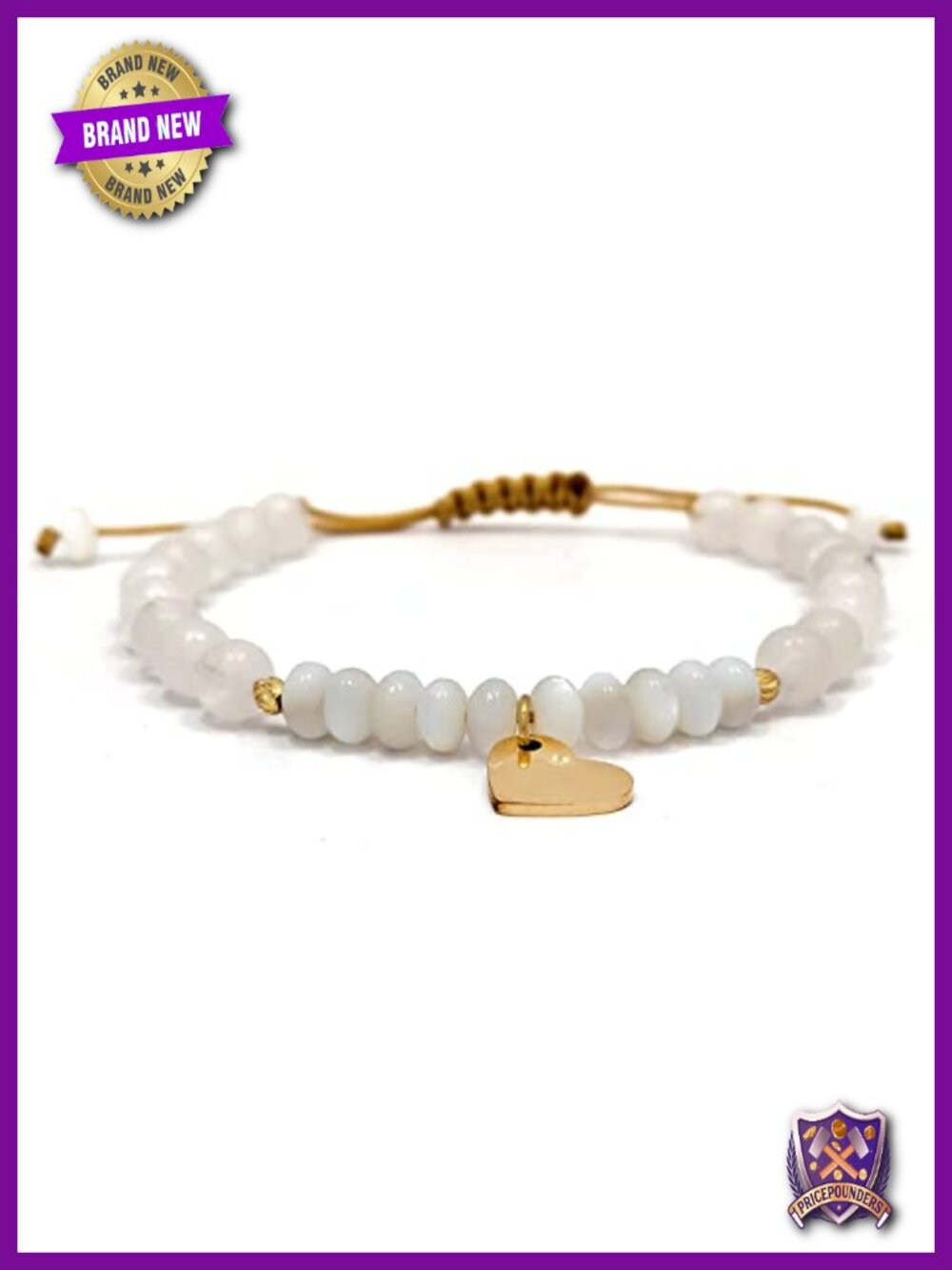 Natural White Jade & Mother of Pearl Handmade Macrame Adjustable Strand